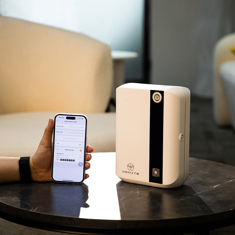 Bluetooth Aroma Diffuser – Electric Essential Oil Air Freshener, 1500m³ Coverage, HVAC Compatible