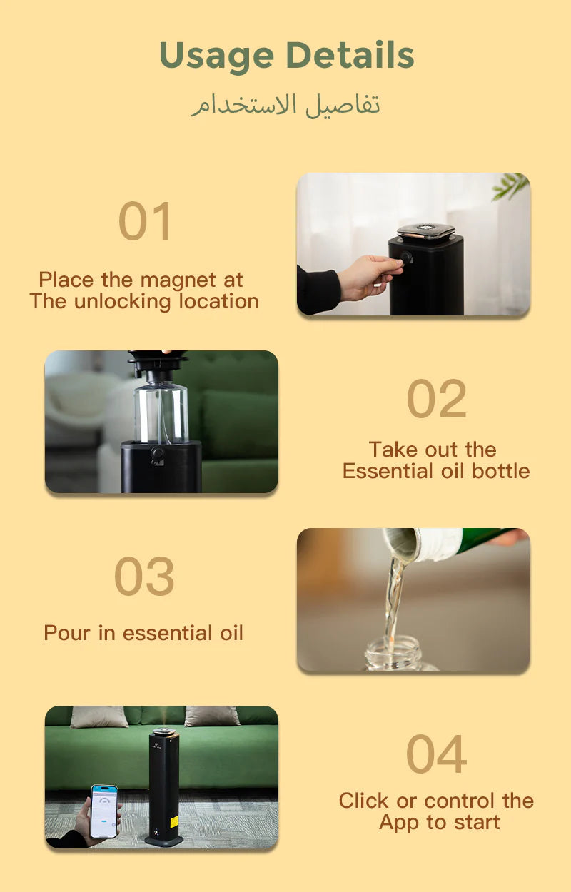 Namste Column Aroma Diffuser – Bluetooth Control & High Capacity