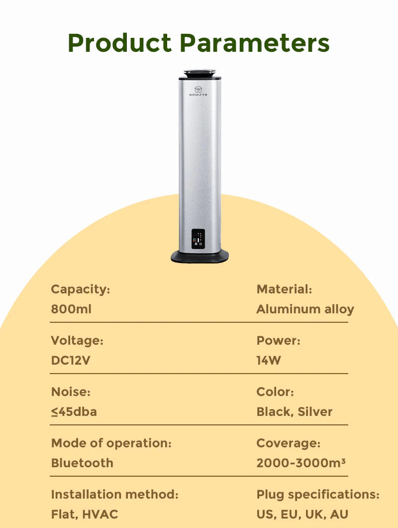 Namste Column Aroma Diffuser – Bluetooth Control & High Capacity