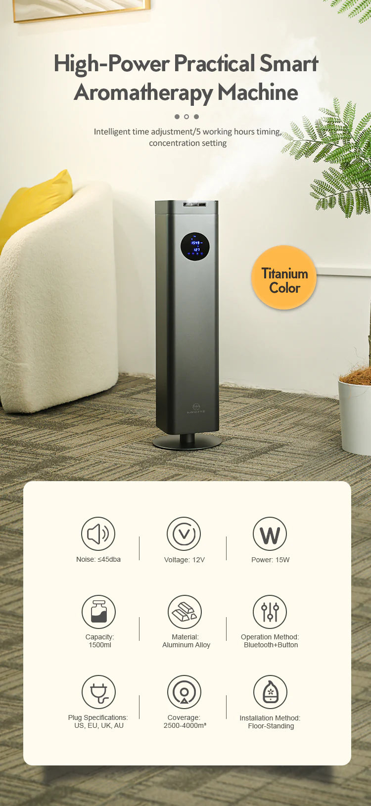 Namste Smart Aroma Diffuser – Touch Control & Ultra-Quiet Fragrance