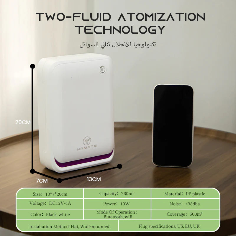 Namste Square Aroma Diffuser – Bluetooth & WiFi with Purple Accents