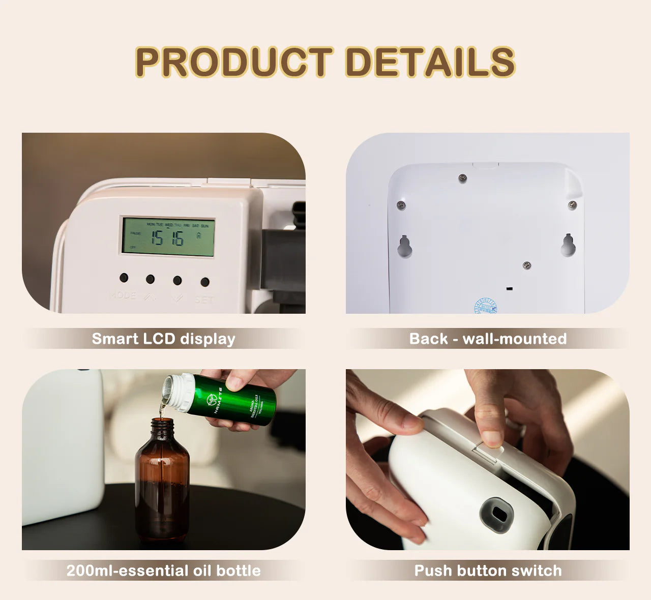 Namste Square Aroma Diffuser – Bluetooth Control & Energy Saving